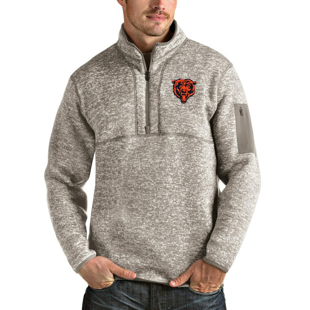 Antigua Bear Head Fortune Quarter-Zip Pullover Jacket - Chicago Bears Pullover