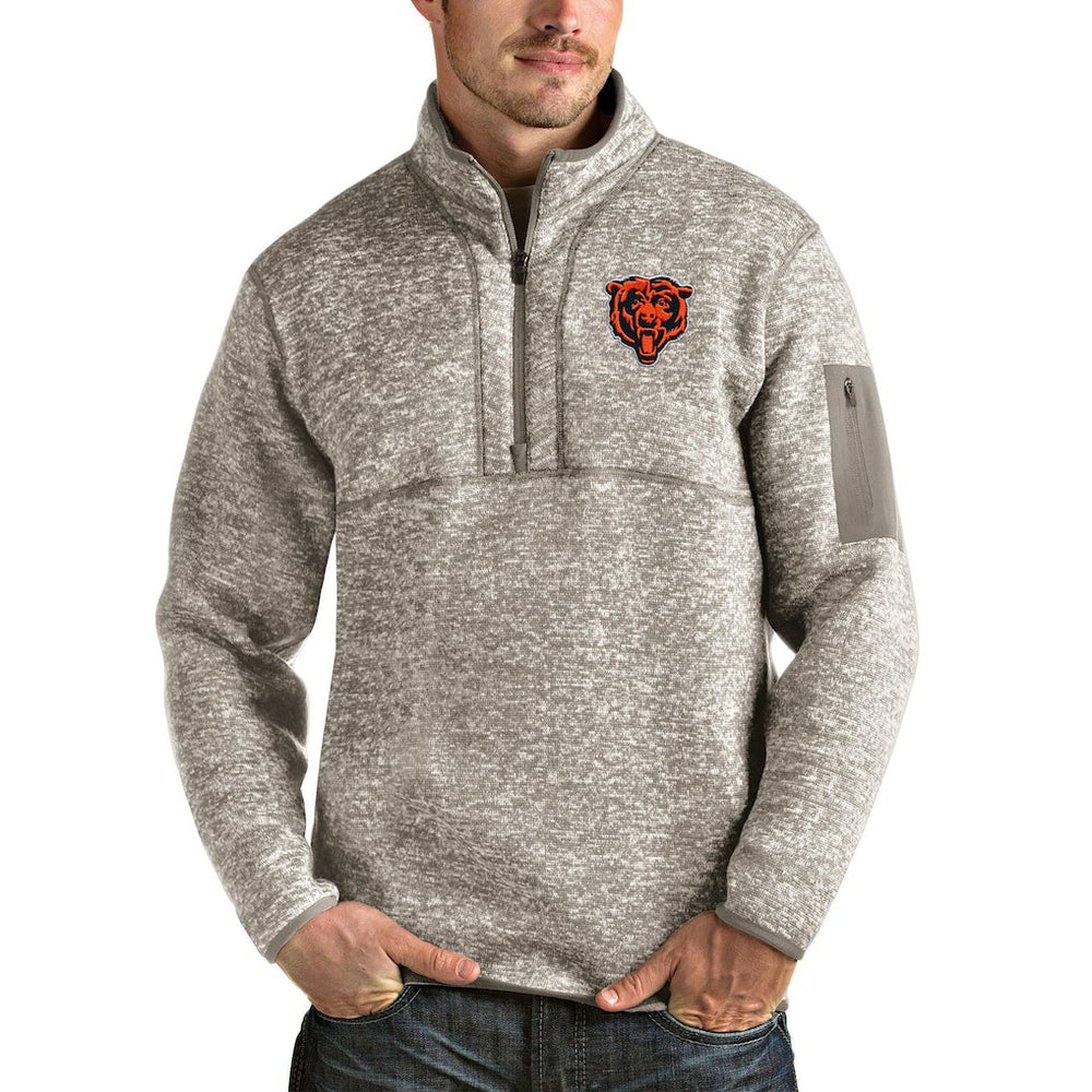 Antigua Bear Head Fortune Quarter-Zip Pullover Jacket - Chicago Bears Pullover