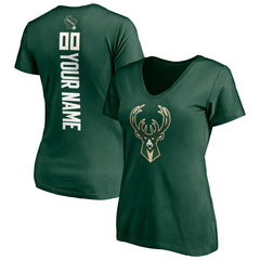 Milwaukee Bucks Women's Playmaker Personalized Name & Number V-Neck T-Shirt