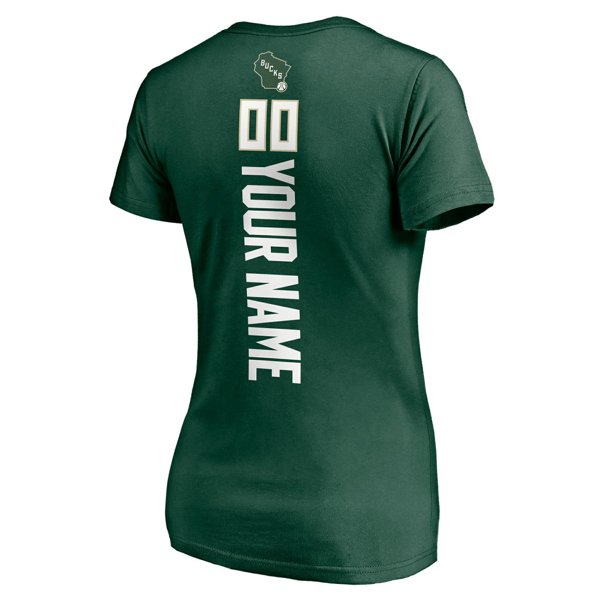 Milwaukee Bucks Women's Playmaker Personalized Name & Number V-Neck T-Shirt