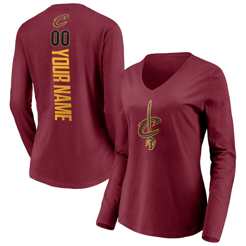 Cleveland Cavaliers Women's Playmaker Personalized Name & Number Long Sleeve V-Neck T-Shirt sale