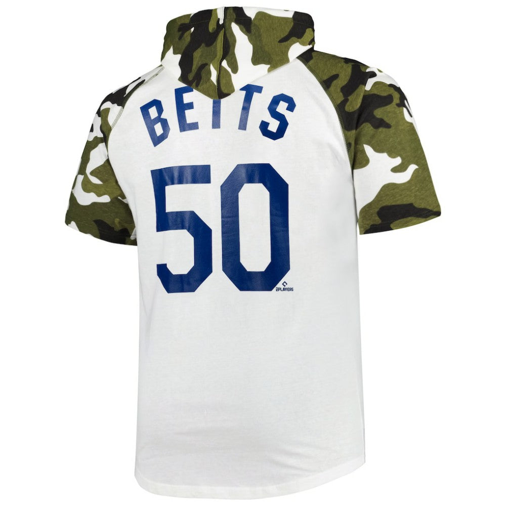 White/Camo Mookie Betts Los Angeles Dodgers Player Big & Tall Raglan Hoodie T-Shirt