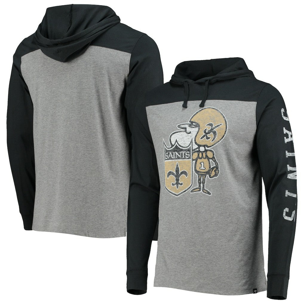 '47 Franklin Wooster Throwback Long Sleeve Hoodie T-Shirt - New Orleans Saints Hoodies