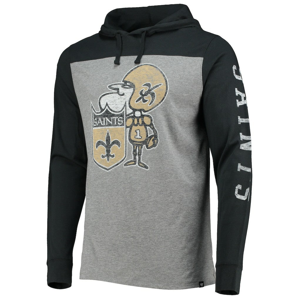 '47 Franklin Wooster Throwback Long Sleeve Hoodie T-Shirt - New Orleans Saints Hoodies