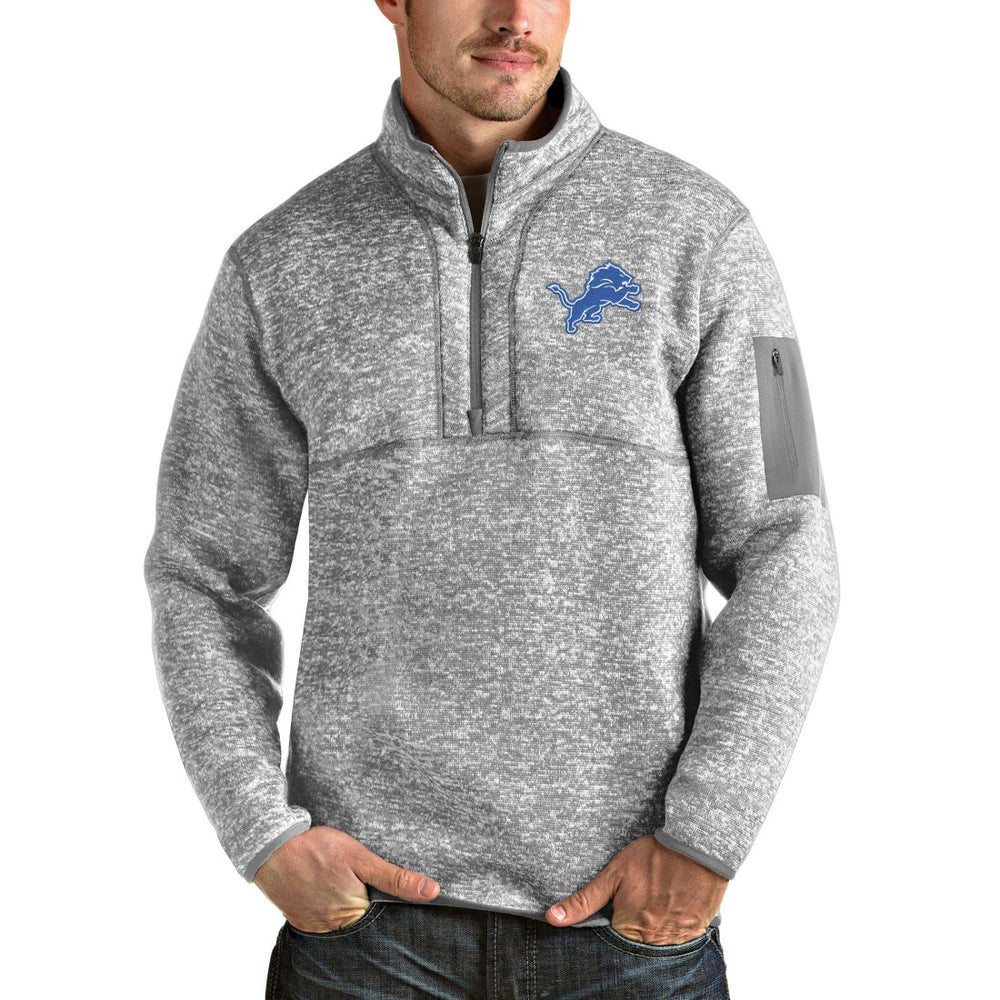 Antigua Team Logo Fortune Quarter-Zip Pullover Jacket - Detroit Lions Pullover