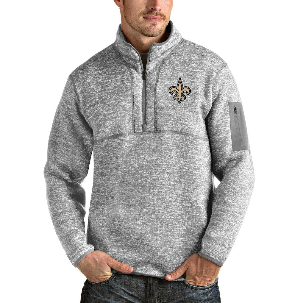 Antigua Team Logo Fortune Quarter-Zip Pullover Jacket - New Orleans Saints Pullover