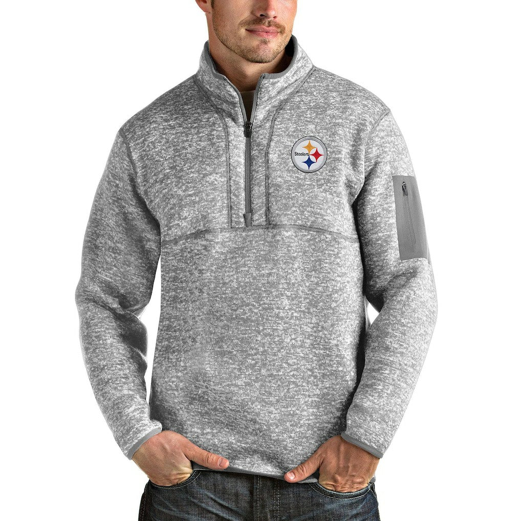 Antigua Team Logo Fortune Quarter-Zip Pullover Jacket - Pittsburgh Steelers Pullover