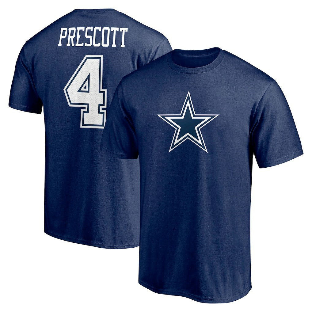 Dak Prescott  Player Icon Name & Number T-Shirt - Dallas Cowboys T-shirts