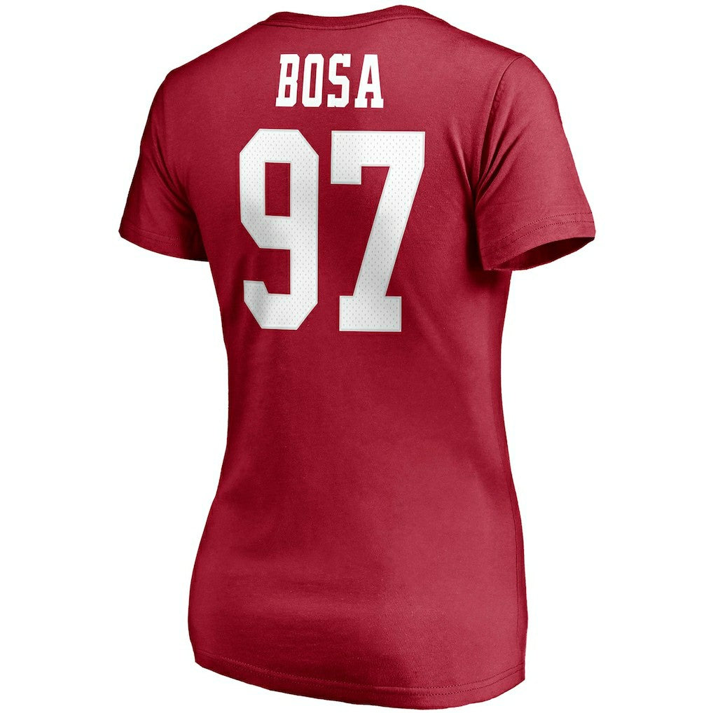 Nick Bosa  Women's Player Icon Name & Number V-Neck T-Shirt - San Francisco 49ers T-shirts