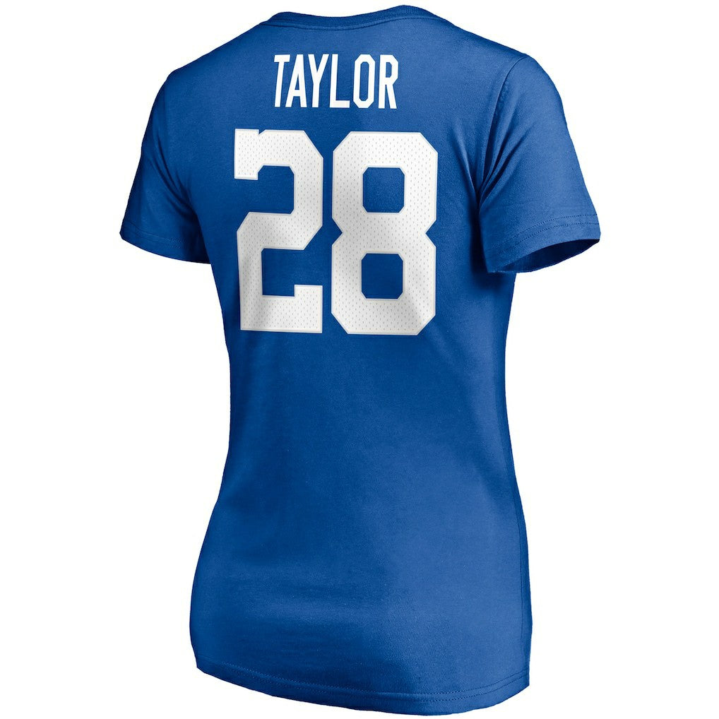 Jonathan Taylor  Women's Player Icon Name & Number V-Neck T-Shirt - Indianapolis Colts T-shirts
