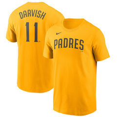 Gold Yu Darvish San Diego Padres Nike Name & Number T-Shirt