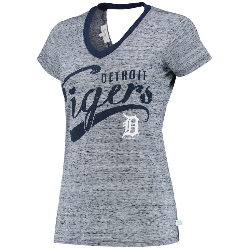 Navy Detroit Tigers Touch Women's Hail Mary V-Neck Back Wrap T-Shirt