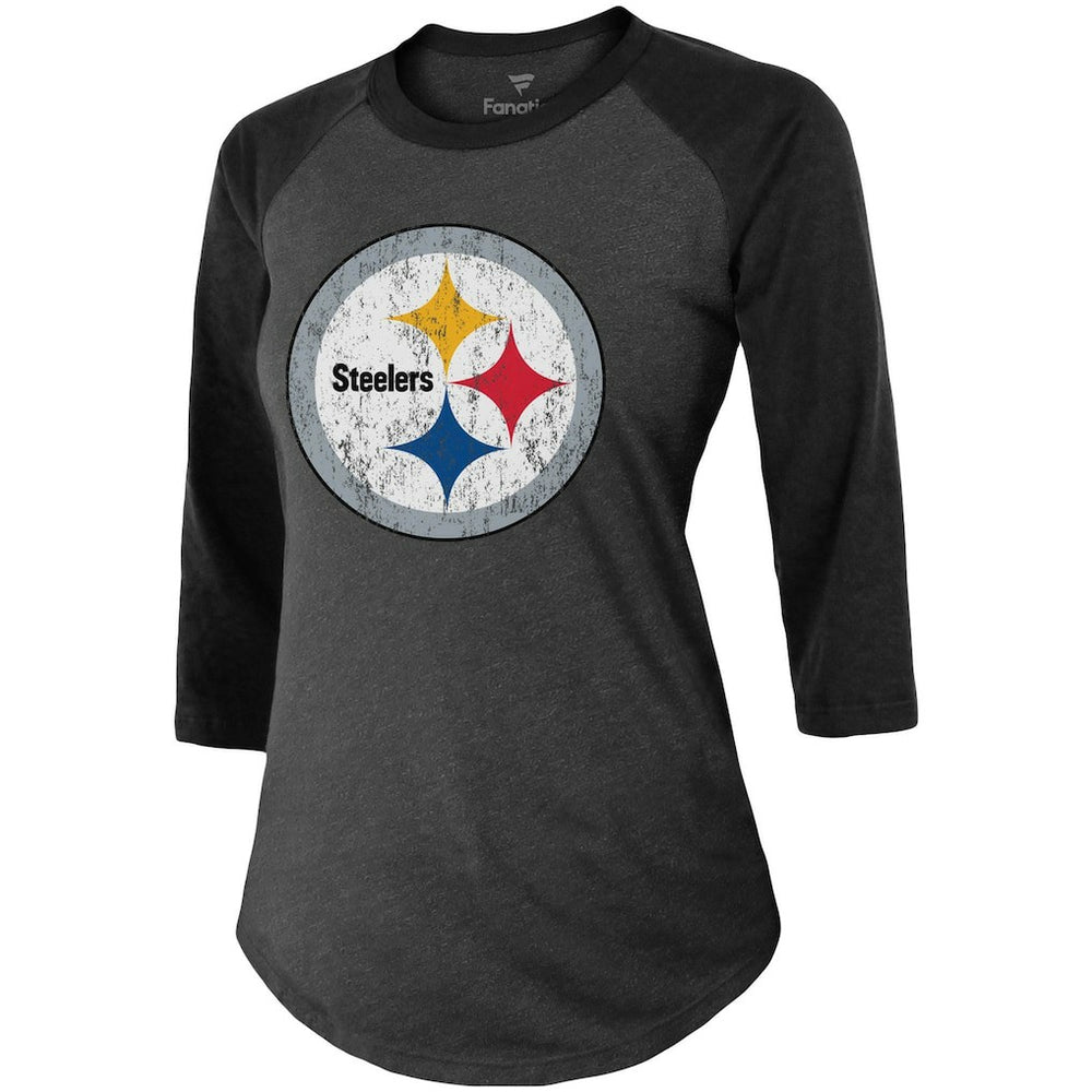 Chase Claypool  Women's Team Player Name & Number Tri-Blend Raglan 3/4-Sleeve T-Shirt - Pittsburgh Steelers T-shirts