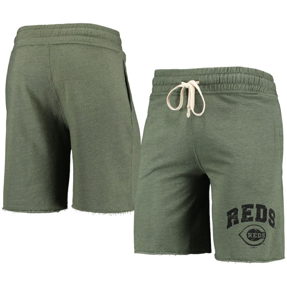 Heathered Olive Cincinnati Reds Concepts Sport Mainstream Tri-Blend Shorts