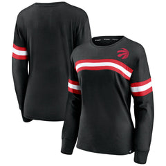 Fanatics Toronto Raptors Women's Block Party Chest Logo Striped Long Sleeve T-Shirt