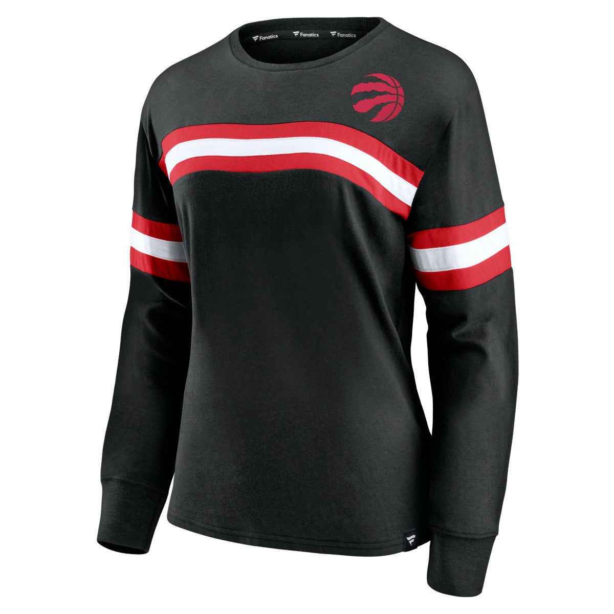 Fanatics Toronto Raptors Women's Block Party Chest Logo Striped Long Sleeve T-Shirt
