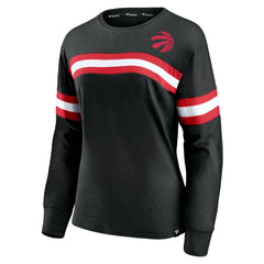 Fanatics Toronto Raptors Women's Block Party Chest Logo Striped Long Sleeve T-Shirt