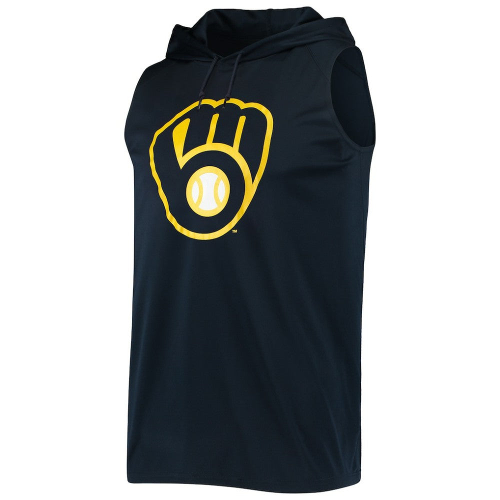 Navy Milwaukee Brewers Stitches Sleeveless Pullover Hoodie