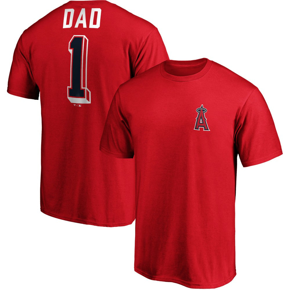 Red Los Angeles Angels Fanatics Number One Dad Team T-Shirt