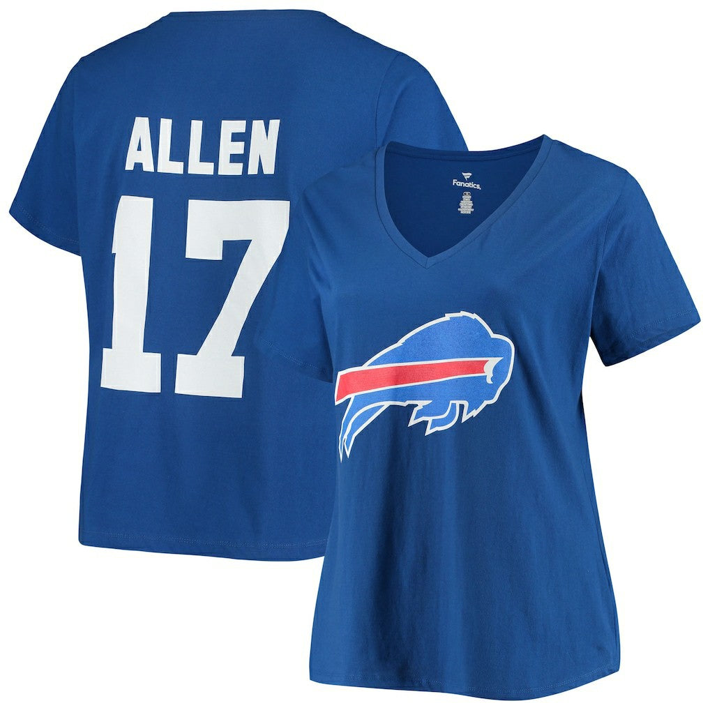 Josh Allen  Women's Plus Size Name & Number V-Neck T-Shirt - Buffalo Bills T-shirts
