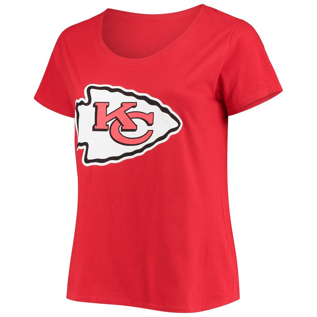 Travis Kelce  Women's Plus Size Fair Catch Name & Number Scoop Neck T-Shirt - Kansas City Chiefs T-shirts