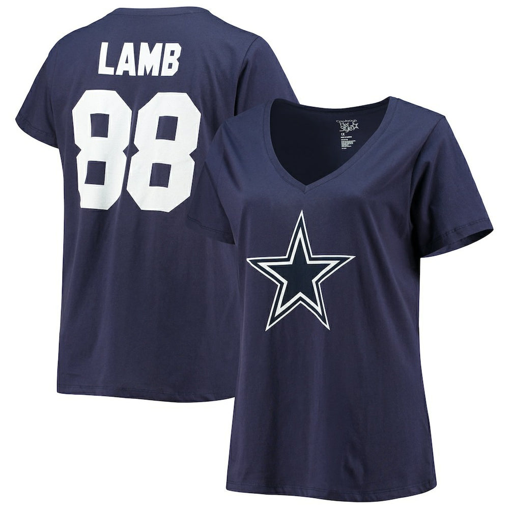 CeeDee Lamb  Women's Plus Size Name & Number V-Neck T-Shirt - Dallas Cowboys T-shirts