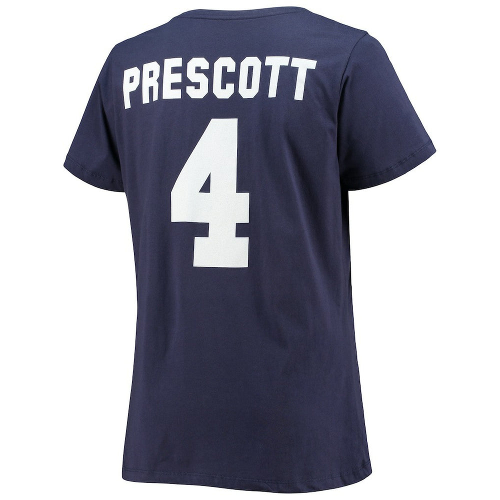 Dak Prescott  Women's Plus Size Fair Catch Name & Number V-Neck T-Shirt - Dallas Cowboys T-shirts