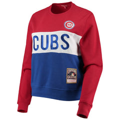 Royal Chicago Cubs Mitchell & Ness Women's Color Block 2.0 Pullover Sweatshirt