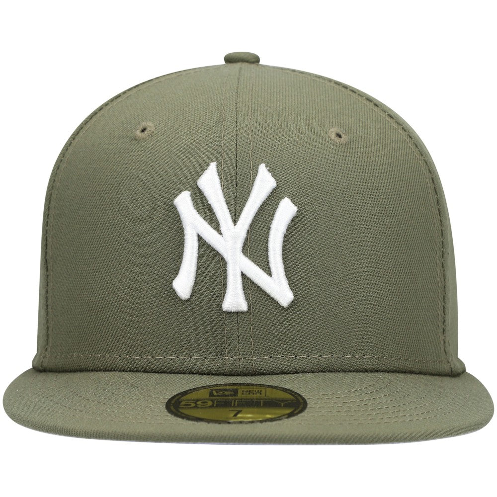 Olive New York Yankees New Era White Logo 59FIFTY Fitted Hat