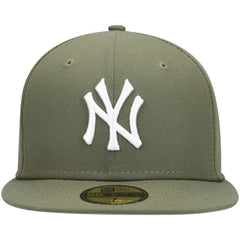 Olive New York Yankees New Era White Logo 59FIFTY Fitted Hat