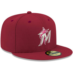 Cardinal Miami Marlins New Era White Logo 59FIFTY Fitted Hat