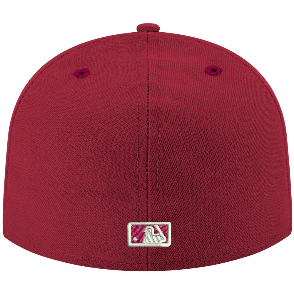 Cardinal Miami Marlins New Era White Logo 59FIFTY Fitted Hat