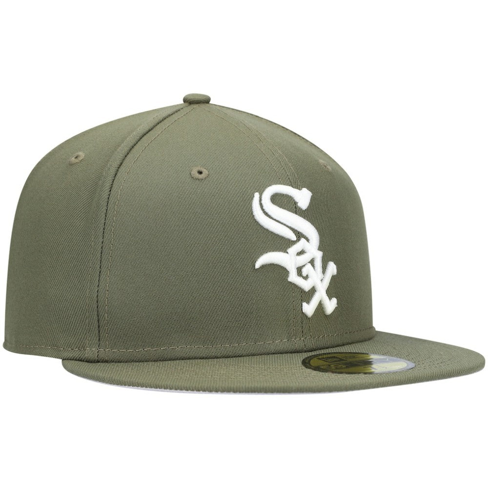 Olive Chicago White Sox New Era White Logo 59FIFTY Fitted Hat