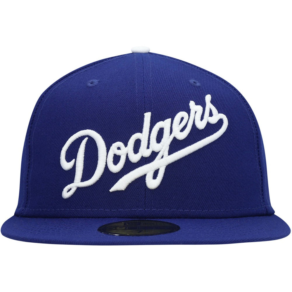 Royal Los Angeles Dodgers New Era White Logo 59FIFTY Fitted Hat