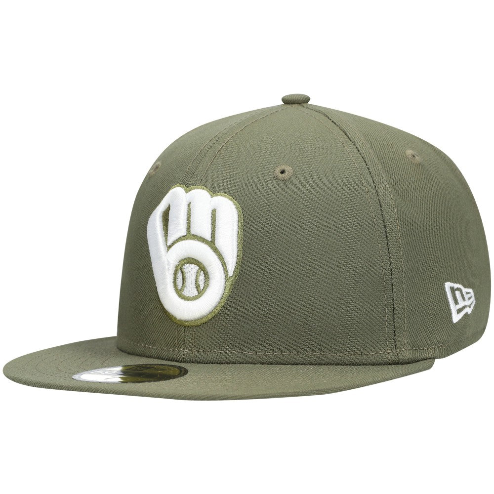 Olive Milwaukee Brewers New Era White Logo 59FIFTY Fitted Hat