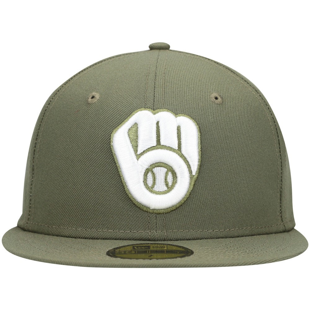 Olive Milwaukee Brewers New Era White Logo 59FIFTY Fitted Hat