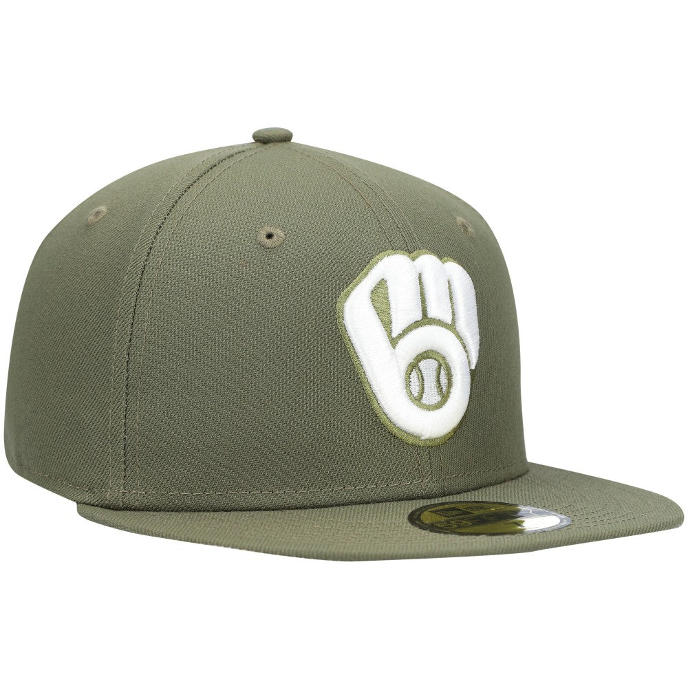 Olive Milwaukee Brewers New Era White Logo 59FIFTY Fitted Hat