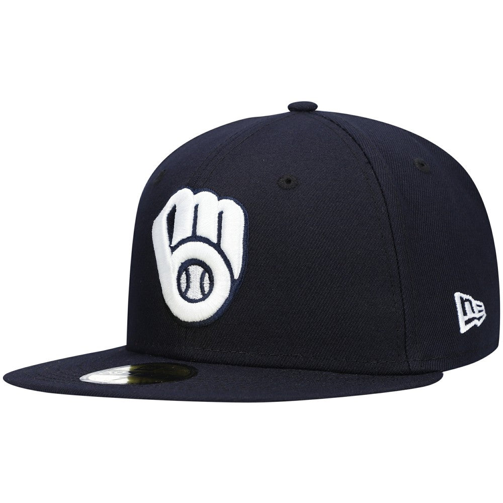 Navy Milwaukee Brewers New Era White Logo 59FIFTY Fitted Hat