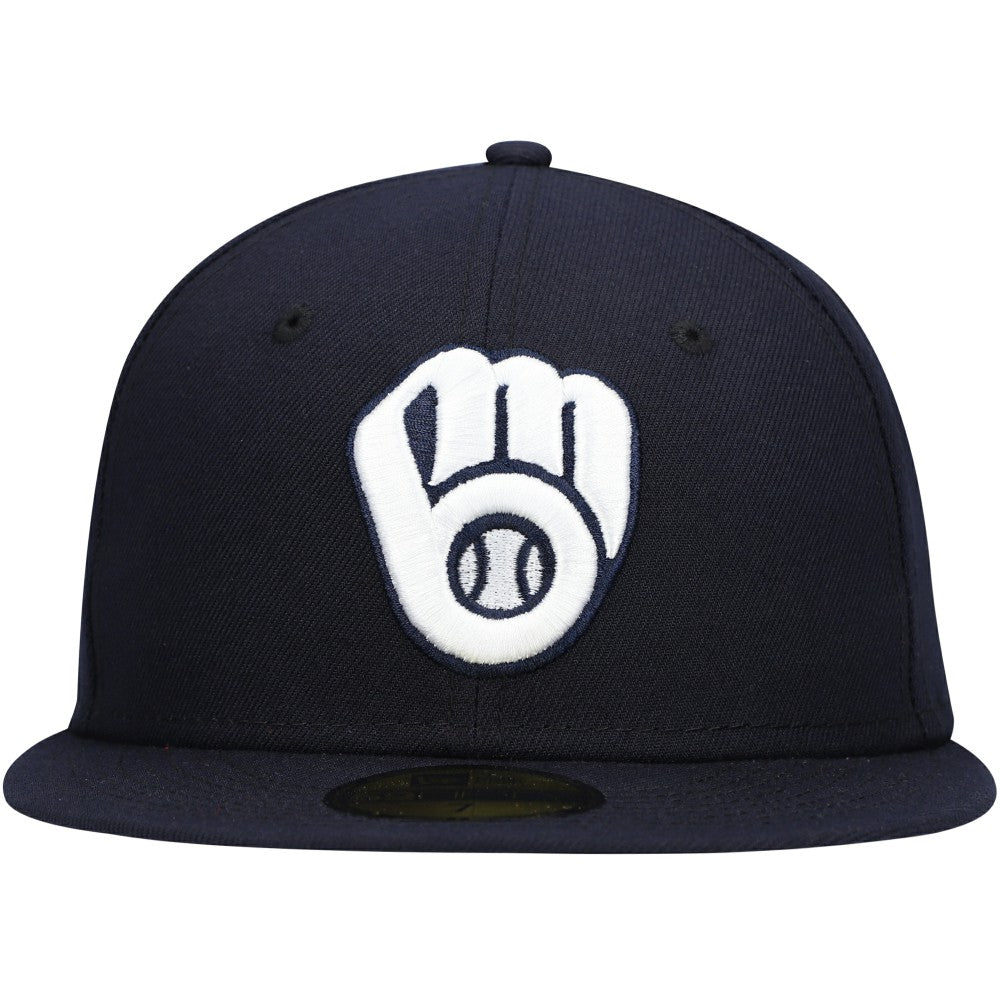 Navy Milwaukee Brewers New Era White Logo 59FIFTY Fitted Hat