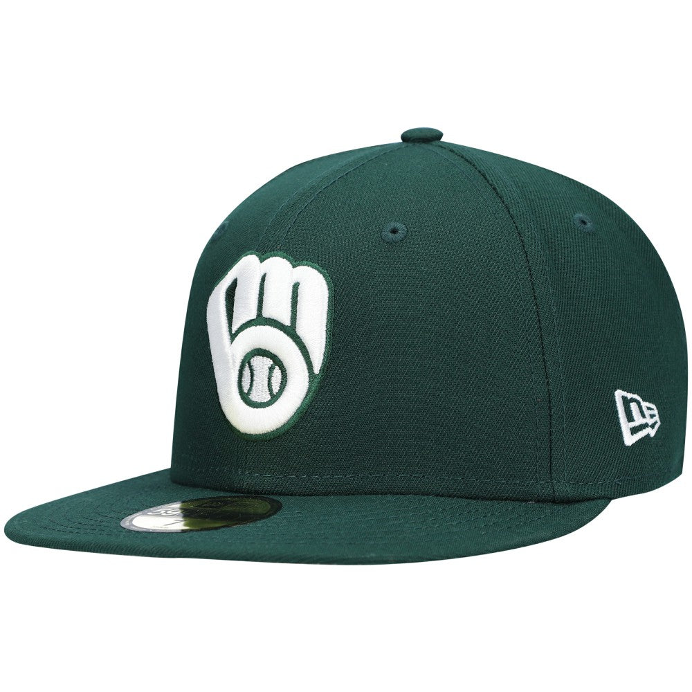 Green Milwaukee Brewers New Era White Logo 59FIFTY Fitted Hat