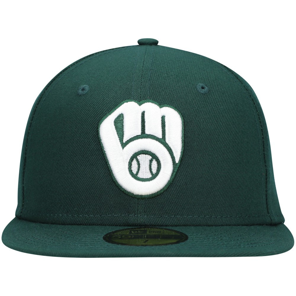 Green Milwaukee Brewers New Era White Logo 59FIFTY Fitted Hat
