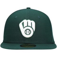 Green Milwaukee Brewers New Era White Logo 59FIFTY Fitted Hat