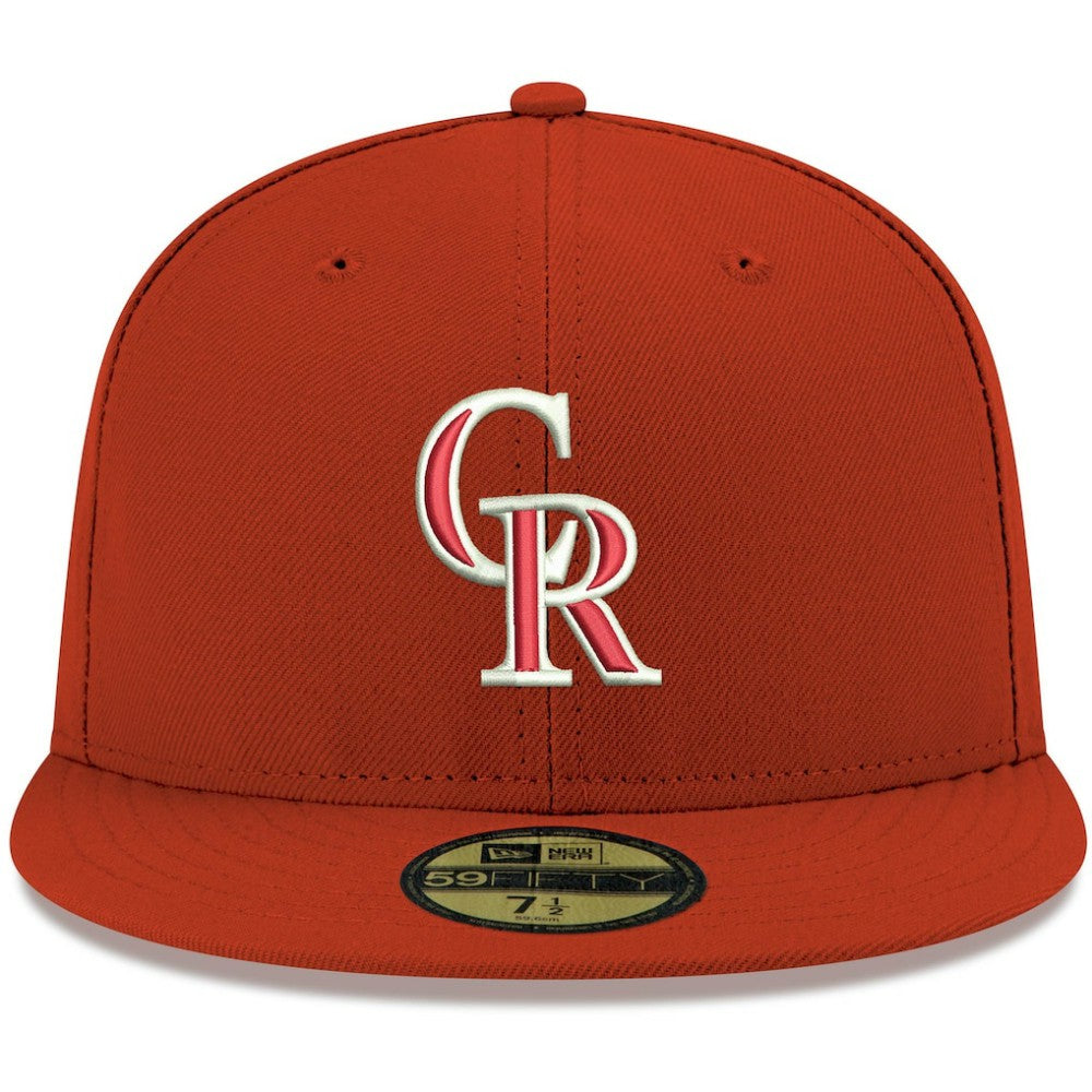 Red Colorado Rockies New Era White Logo 59FIFTY Fitted Hat