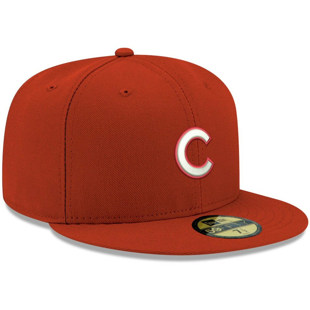 Red Chicago Cubs New Era White Logo 59FIFTY Fitted Hat