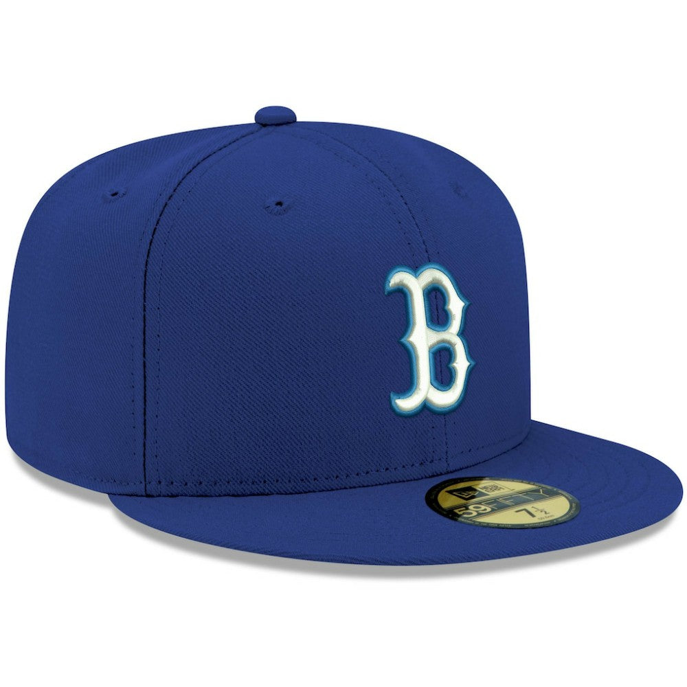 Royal Boston Red Sox New Era White Logo 59FIFTY Fitted Hat