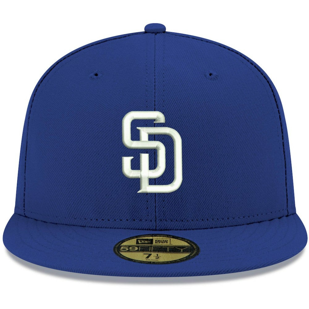 Royal San Diego Padres New Era White Logo 59FIFTY Fitted Hat