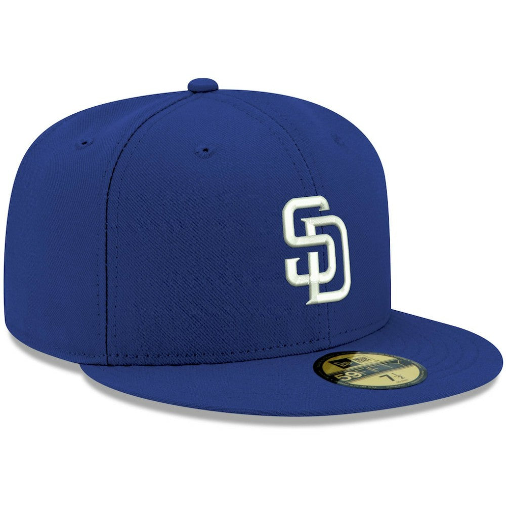Royal San Diego Padres New Era White Logo 59FIFTY Fitted Hat