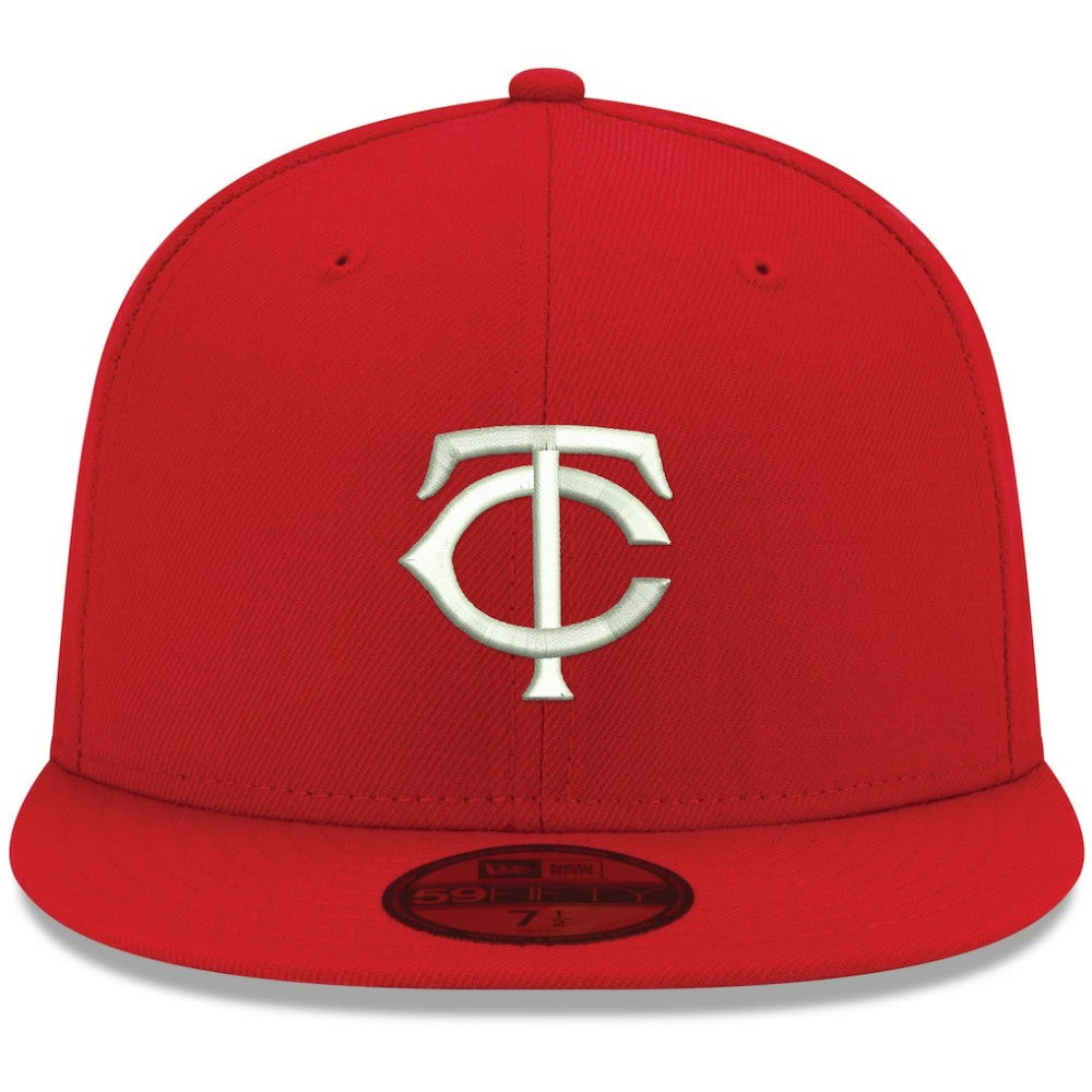 Red Minnesota Twins New Era White Logo 59FIFTY Fitted Hat