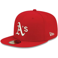 Red Athletics New Era White Logo 59FIFTY Fitted Hat