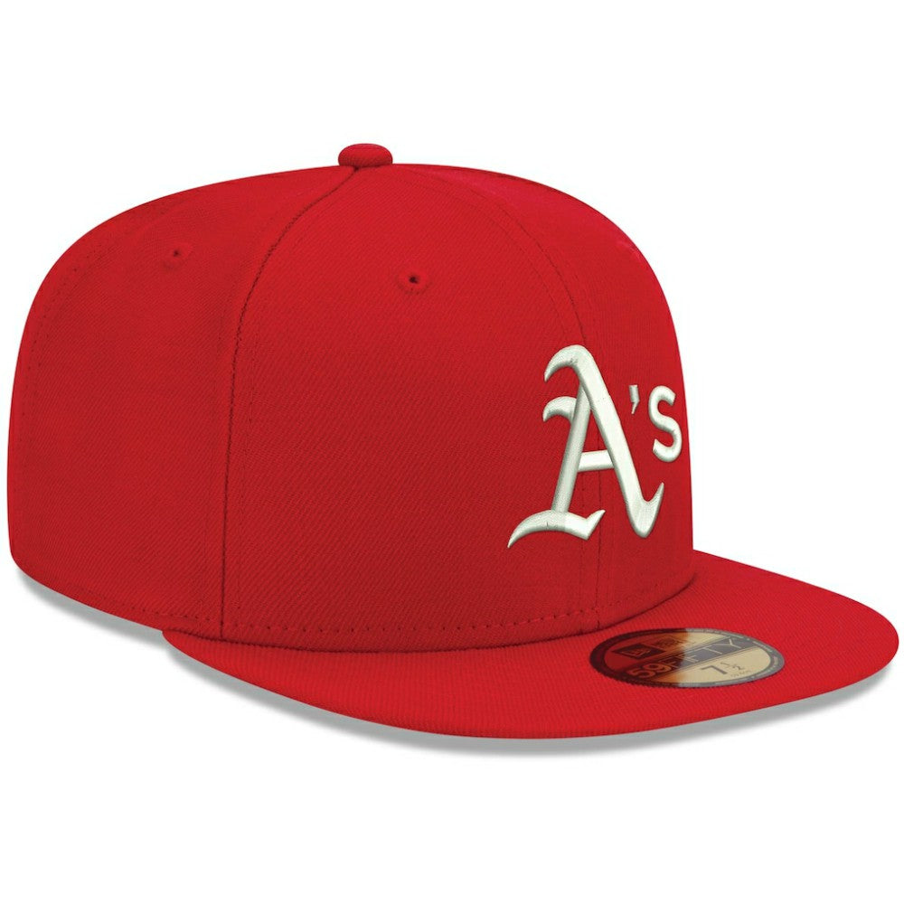 Red Athletics New Era White Logo 59FIFTY Fitted Hat